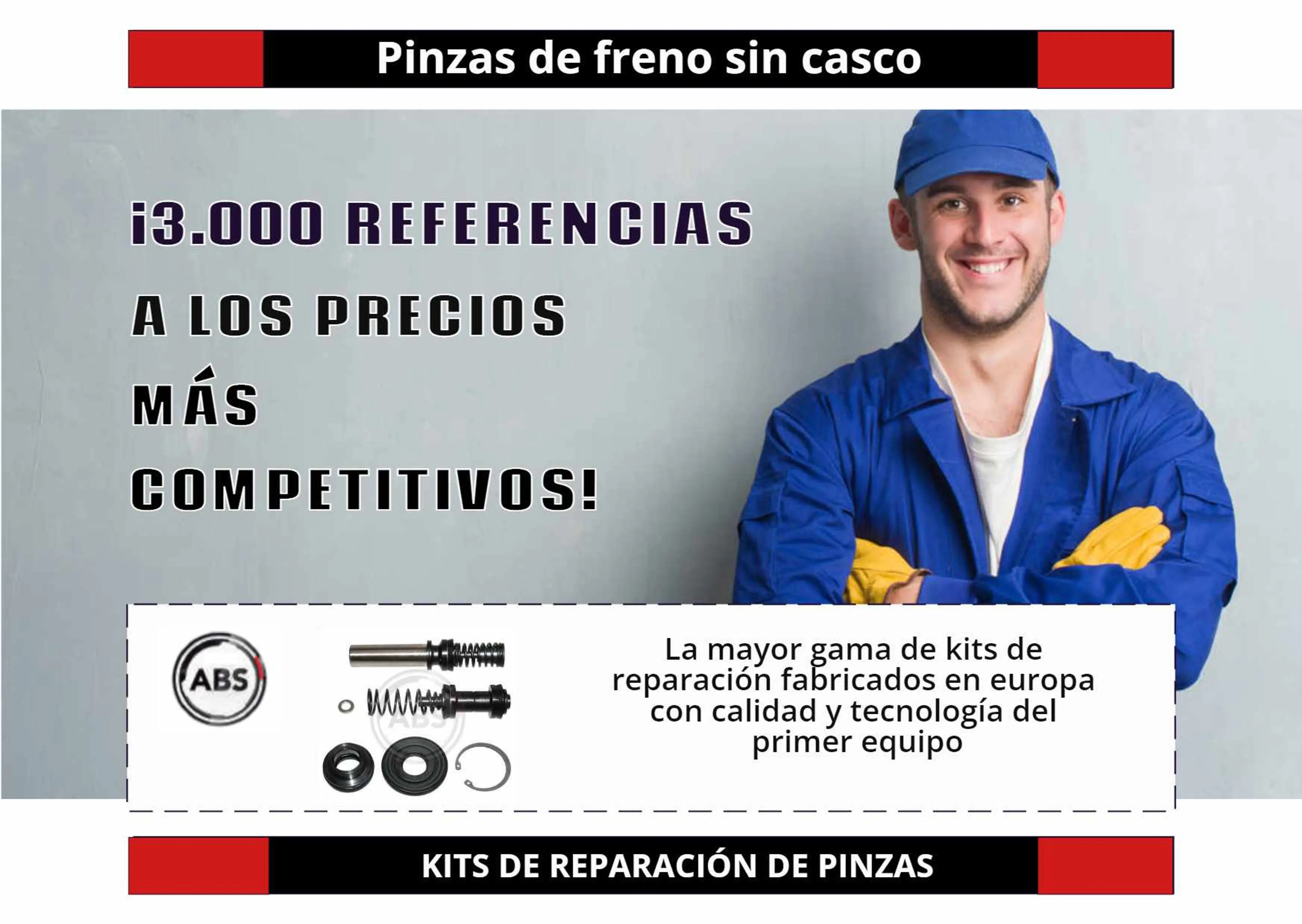 Más de 3000 referencias en pinzas de frenos y kits de reparación.