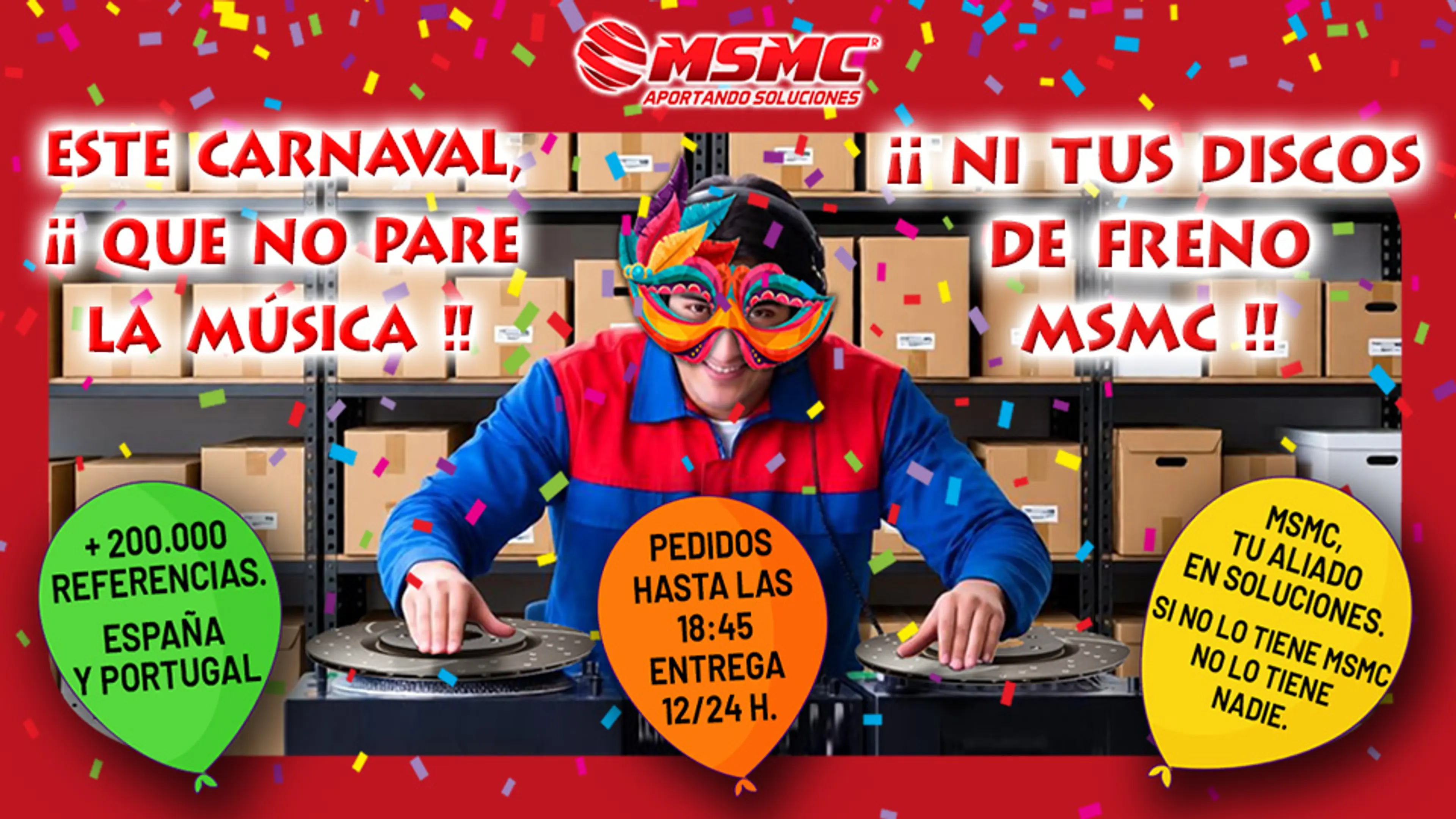 Este carnaval, que no pare la música… ni tus discos de freno MSMC.