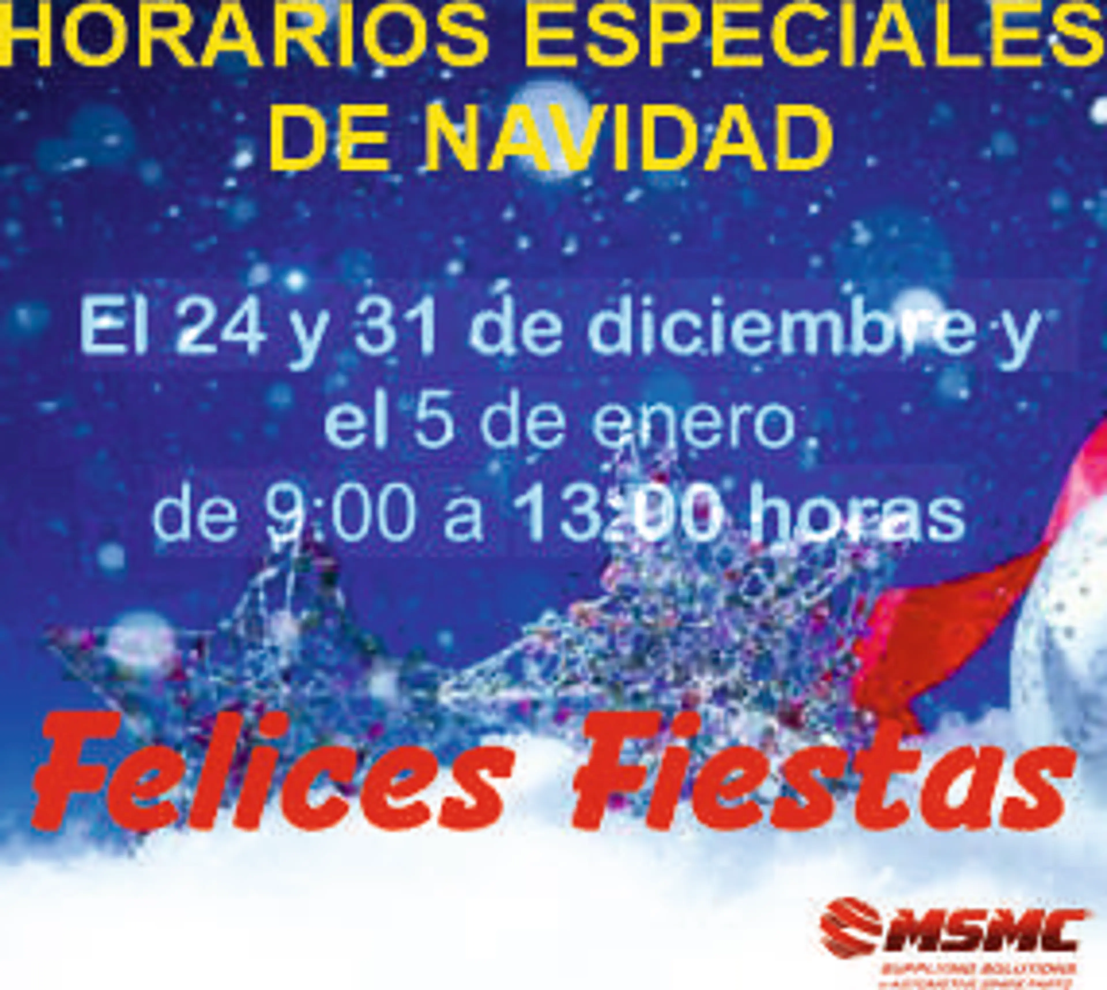 HORARIOS ESPECIALES DE NAVIDAD