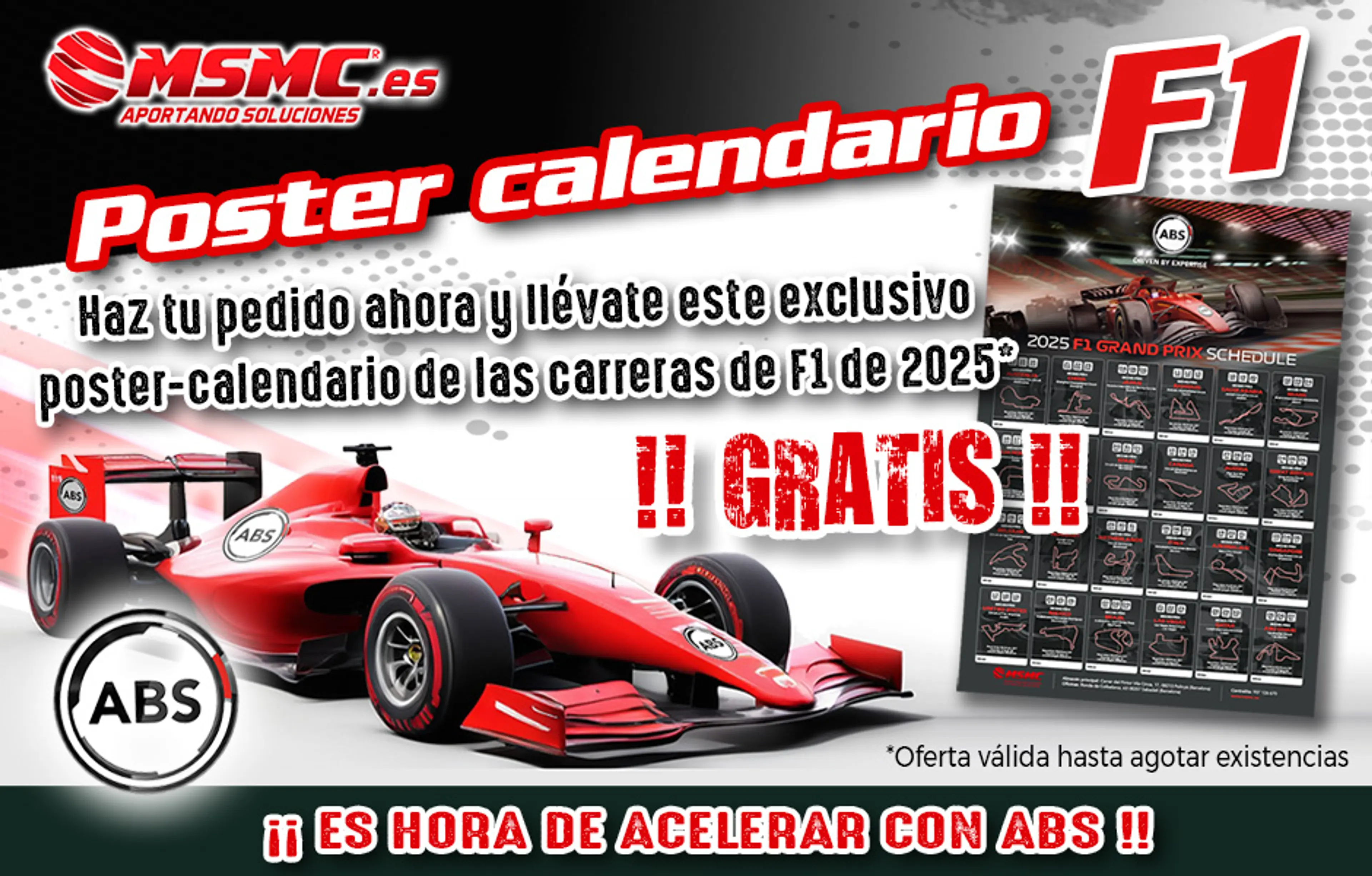 ¡Calendario F1 de ABS en Cada Pedido!